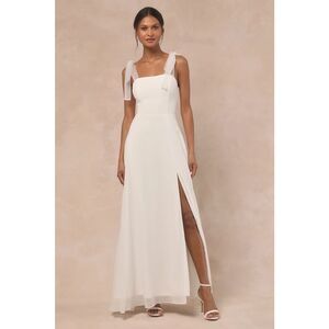 Lulus Radiant Romance White Tie-Strap Maxi Dress Size XS NWT